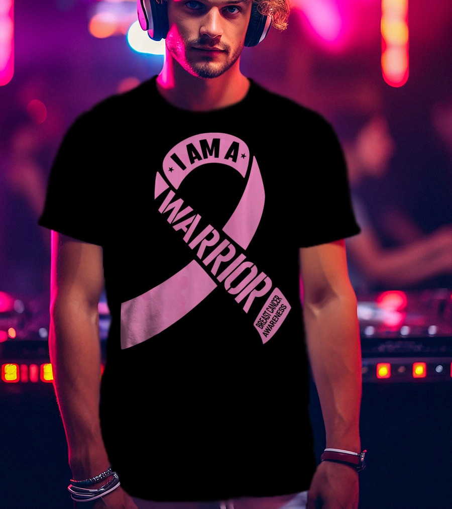 I Am A Warrior Pink Ribbon Breast Cancer Awareness T-Shirt