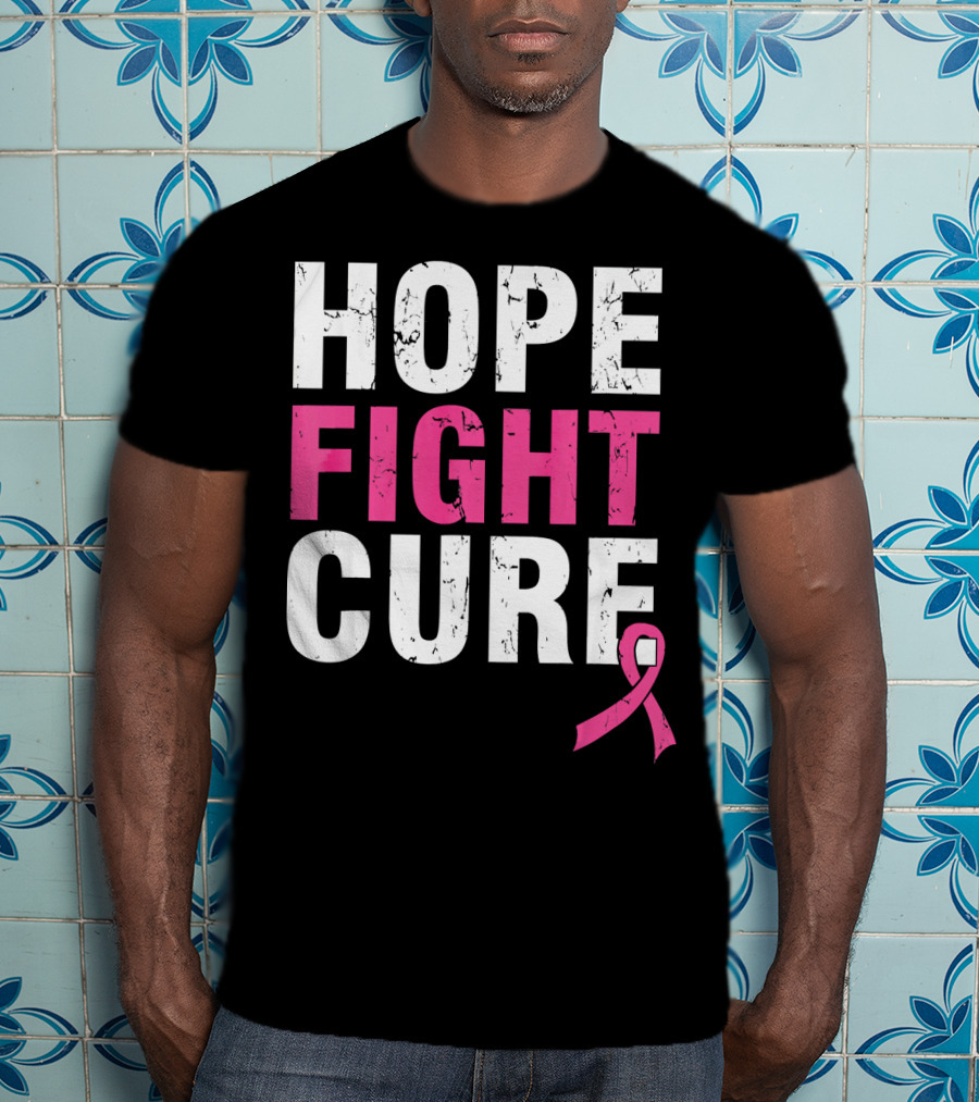 Hope Fight Cure Cancer Awareness Pink T-Shirt