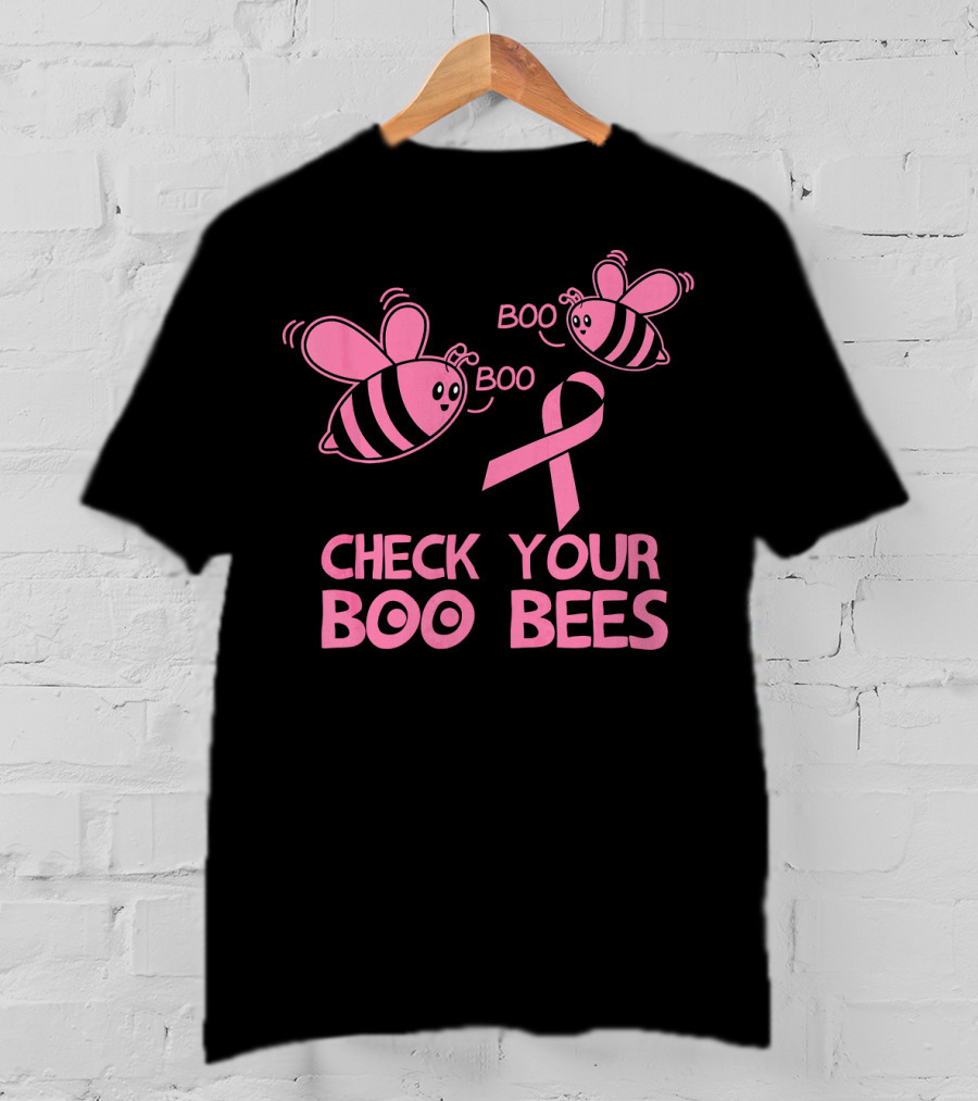 Check Your Boo Bees Pink Ribbon Cute Breast Cancer Awareness T-Shirt