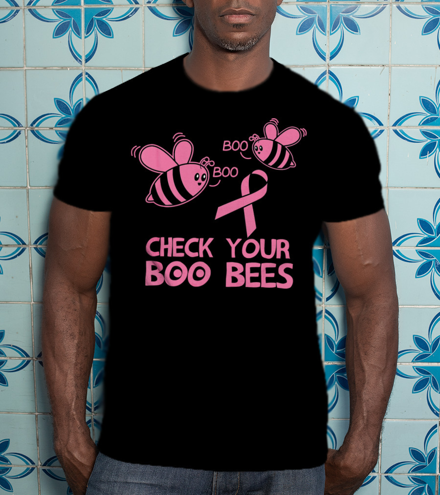 Check Your Boo Bees Pink Ribbon Cute Breast Cancer Awareness T-Shirt