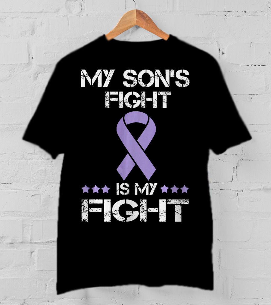 My Son's Fight Is My Fight Purple Ribbon Awareness T-Shirt
