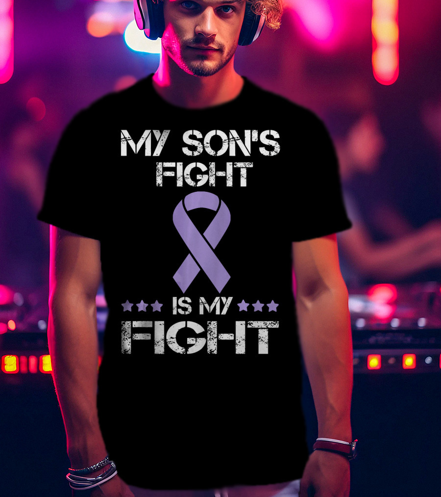 My Son's Fight Is My Fight Purple Ribbon Awareness T-Shirt