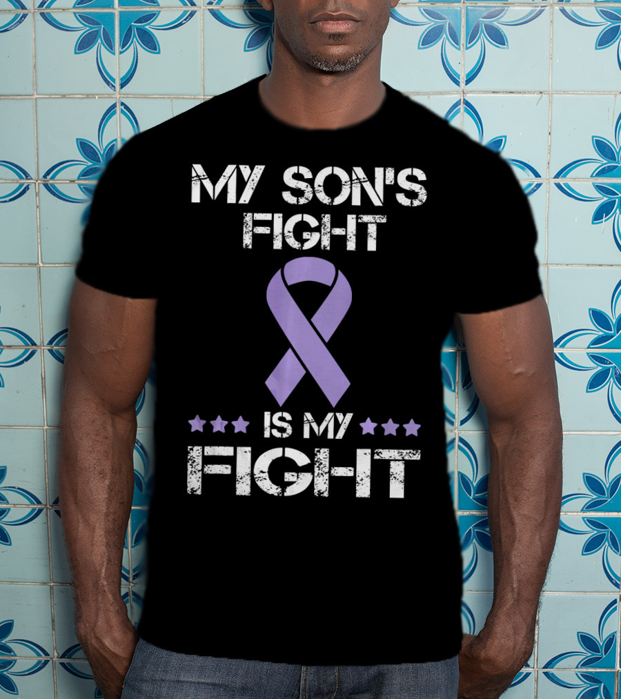 My Son's Fight Is My Fight Purple Ribbon Awareness T-Shirt