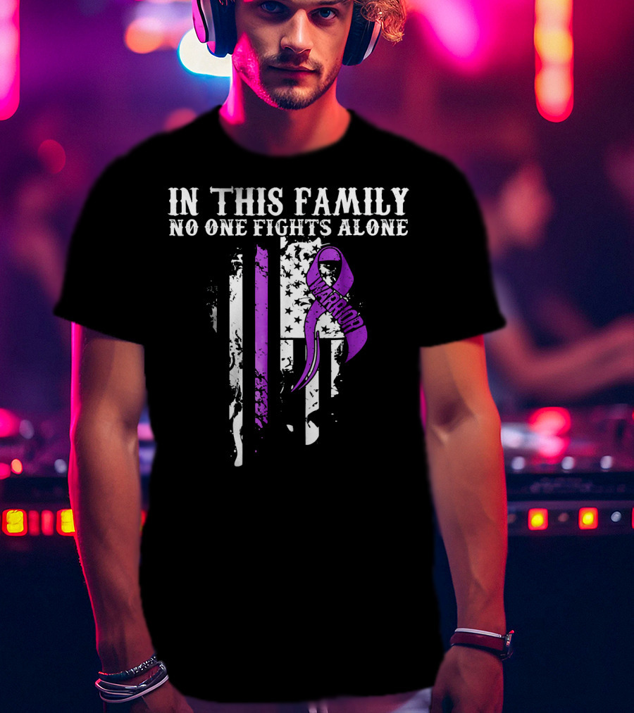 In This Family No One Fights Alone Pancreatic Cancer Warrior T-Shirt