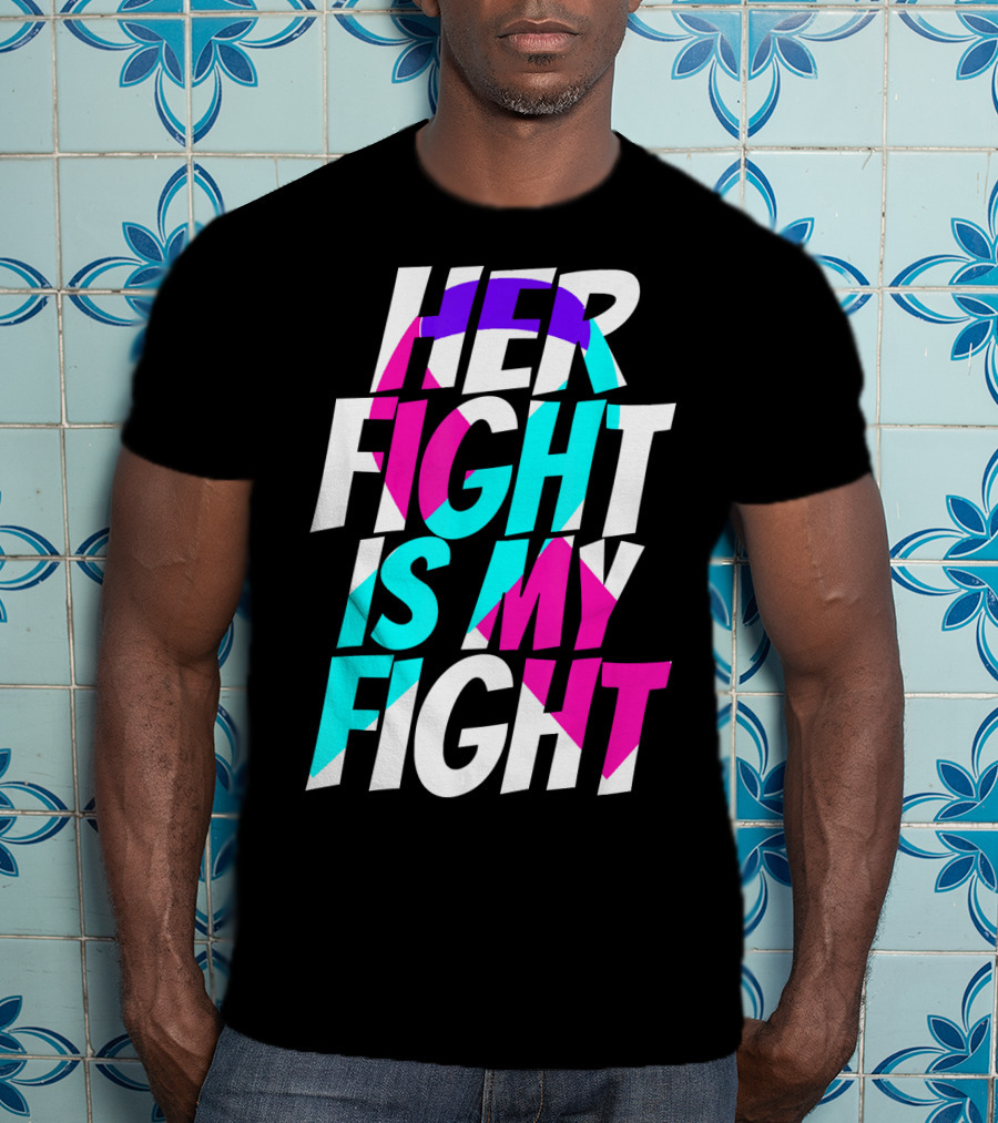 Her Fight Is My Fight Ribbon Thyroid Cancer Awareness T-Shirt