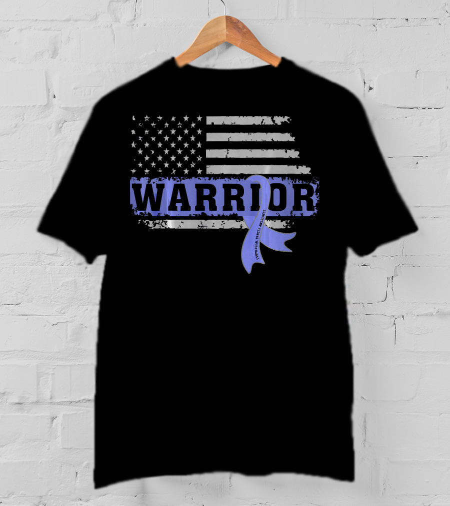 Warrior Esophageal Cancer Awareness American Flag T-Shirt