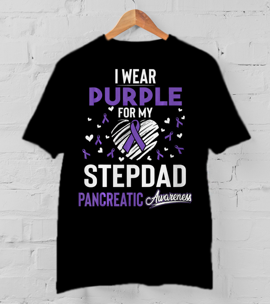 I Wear Purple For My Stepdad Pancreatic Awareness T-Shirt
