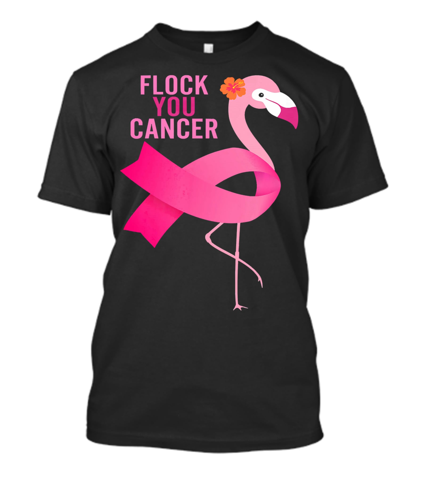 Flock You Cancer Flamingo Pink Ribbon October Breast Awareness T-Shirt