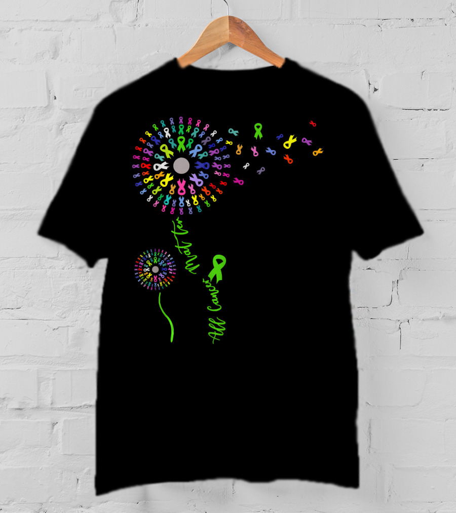 All Cancer Matter Support With Colorful Awareness Ribbon Burst T-Shirt
