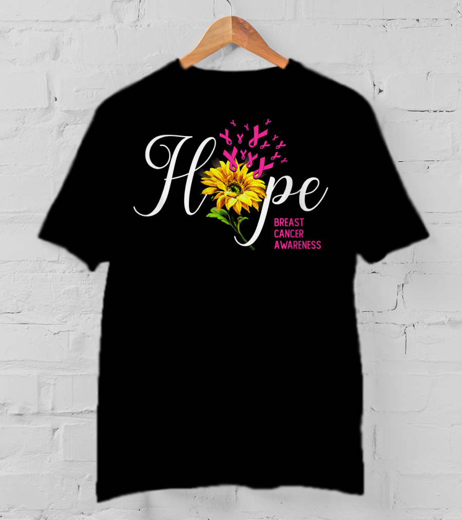 Hope Sunflower Breast Cancer Awareness T-Shirt