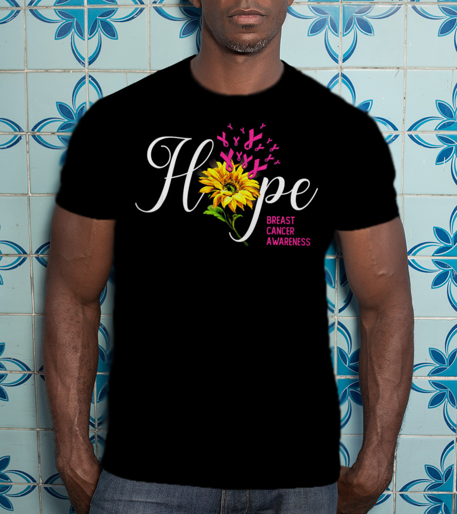 Hope Sunflower Breast Cancer Awareness T-Shirt