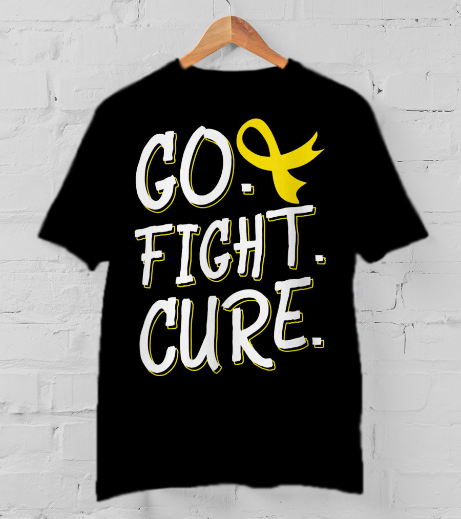 Go Fight Cure Childhood Cancer Gold Ribbon Awareness T-Shirt