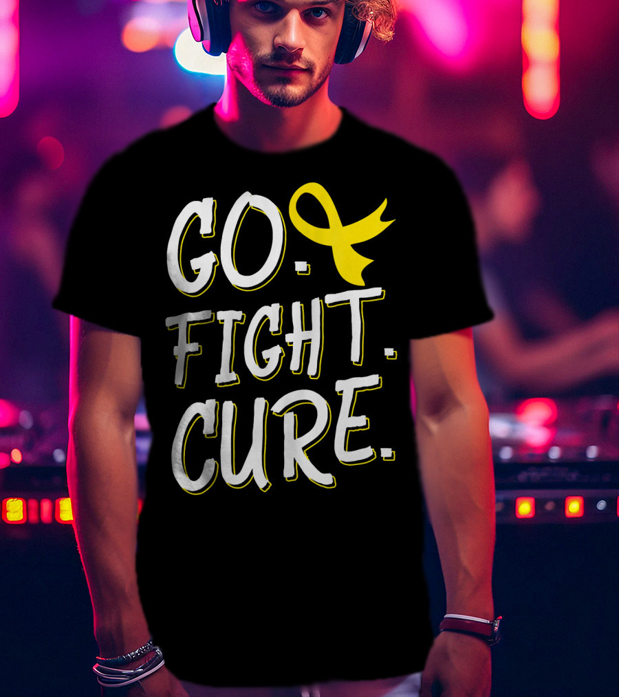 Go Fight Cure Childhood Cancer Gold Ribbon Awareness T-Shirt