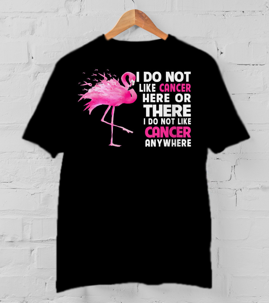 I Do Not Like Cancer Anywhere Pink Flamingo Breast Cancer Awareness T-Shirt