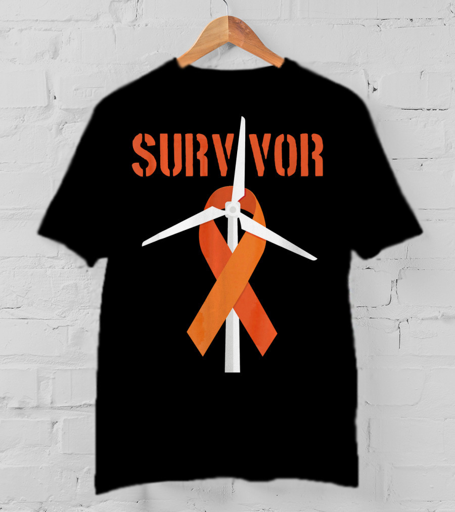 Survivor Windmill Orange Ribbon Cancer Awareness T-Shirt