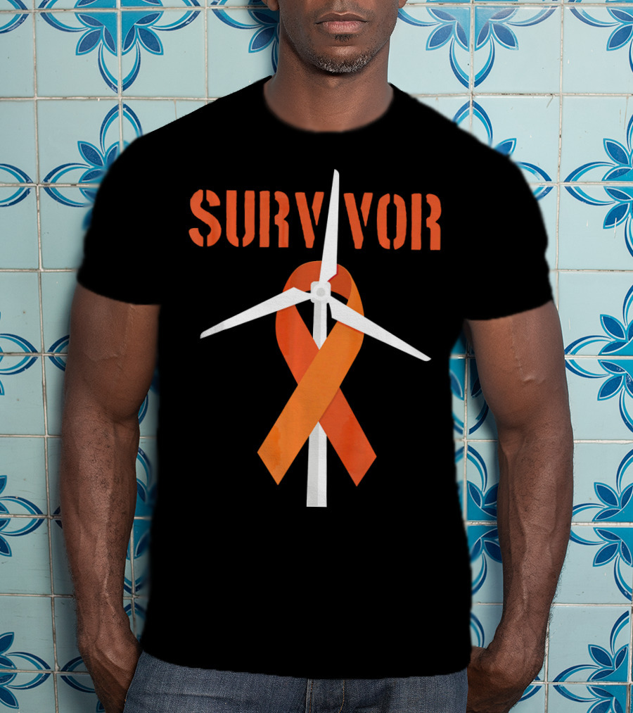 Survivor Windmill Orange Ribbon Cancer Awareness T-Shirt