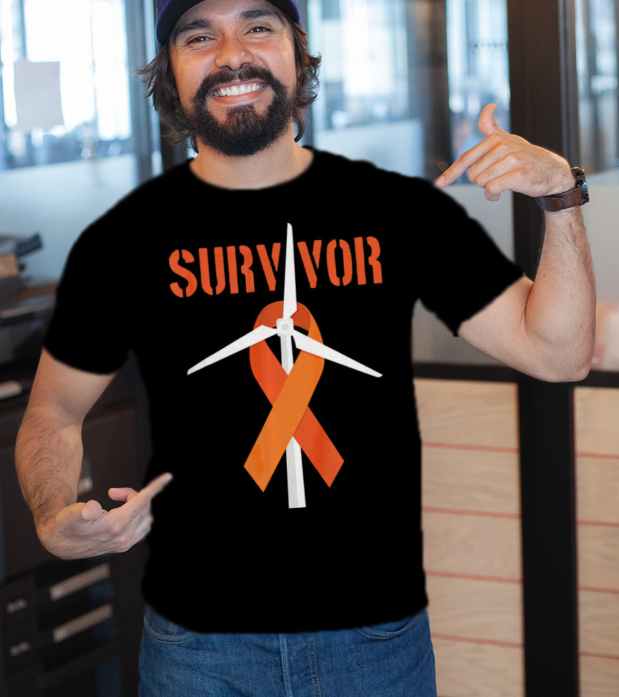 Survivor Windmill Orange Ribbon Cancer Awareness T-Shirt