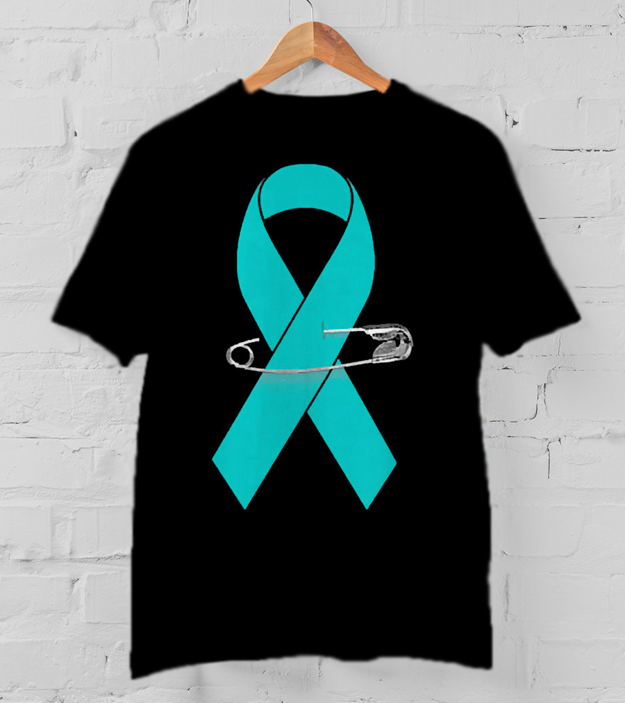 Ovarian Cancer Awareness Walk Support Ribbon With Safety Pin T-Shirt