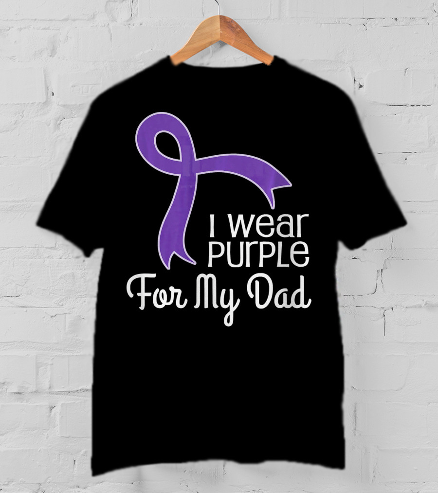 I Wear Purple Ribbon For My Dad Alzheimer's Lupus Pancrea T-Shirt