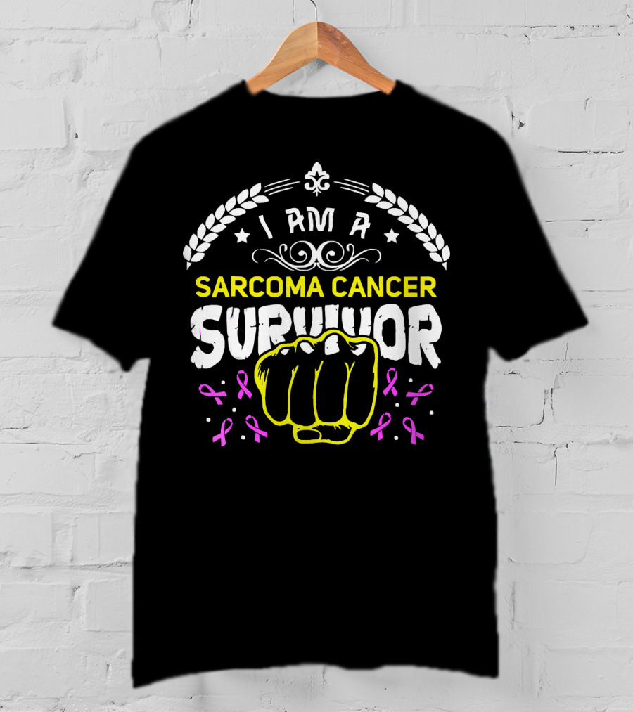 I Am A Sarcoma Cancer Survivor Fighting Spirit With Pink Ribbons T-Shirt