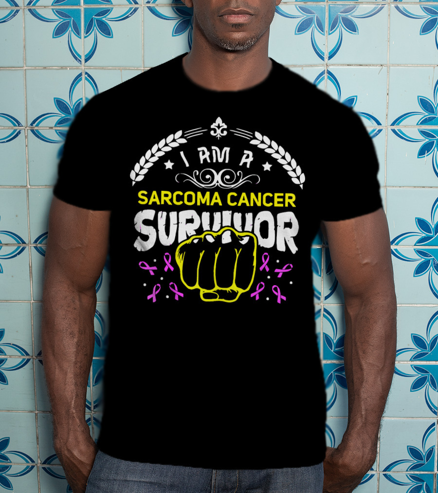 I Am A Sarcoma Cancer Survivor Fighting Spirit With Pink Ribbons T-Shirt