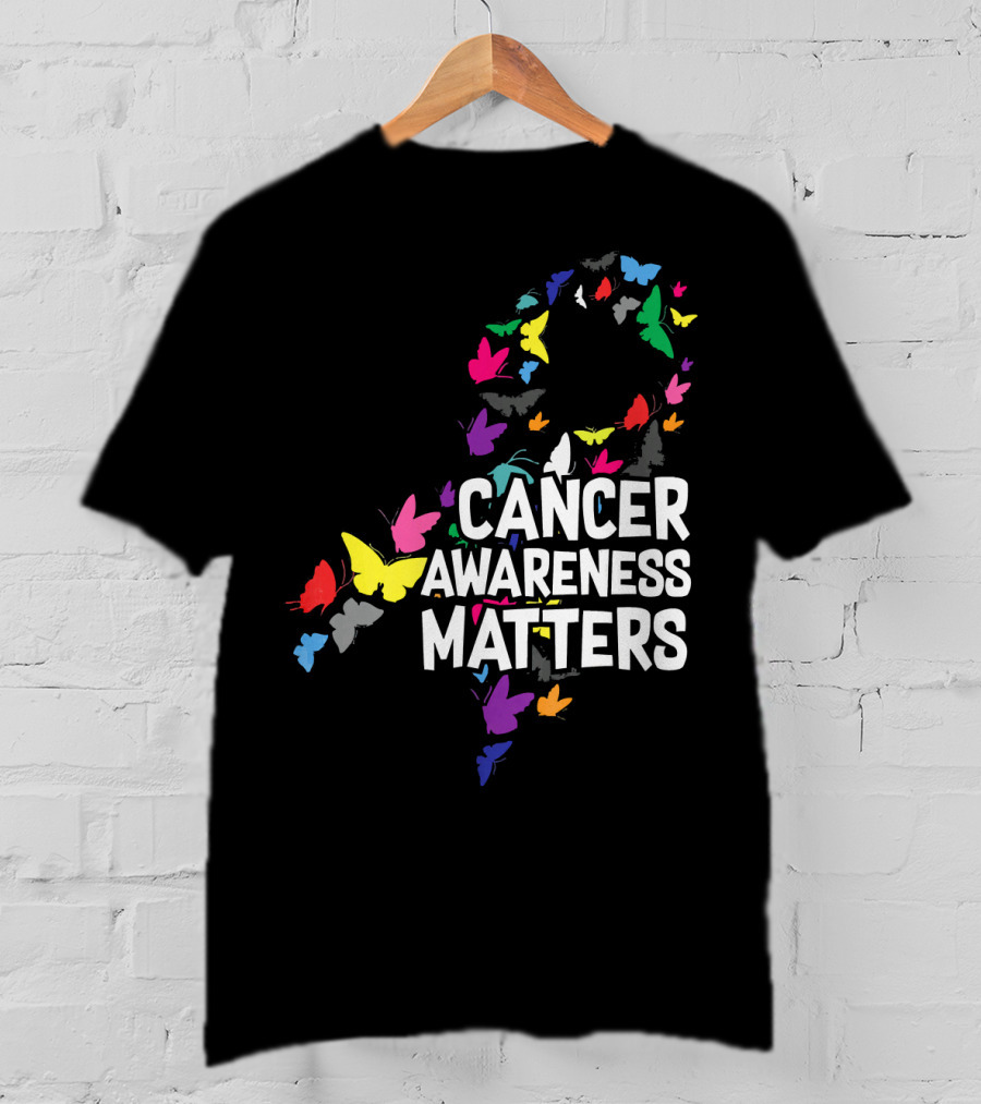 Cancer Awareness Matters Butterfly Ribbon T-Shirt