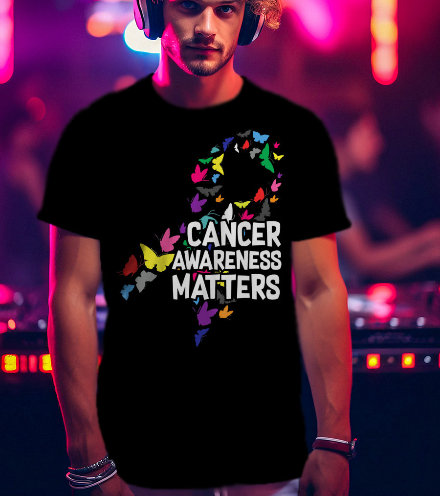 Cancer Awareness Matters Butterfly Ribbon T-Shirt