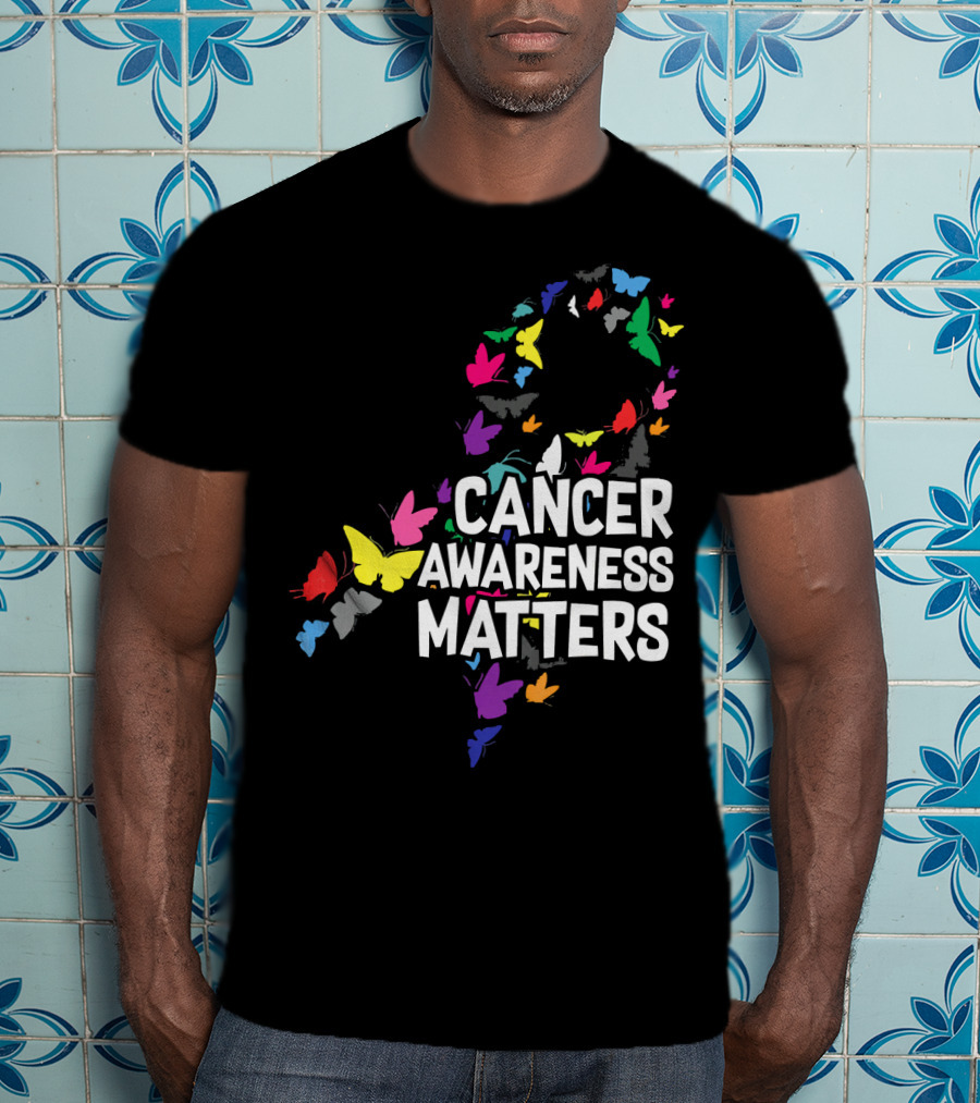 Cancer Awareness Matters Butterfly Ribbon T-Shirt