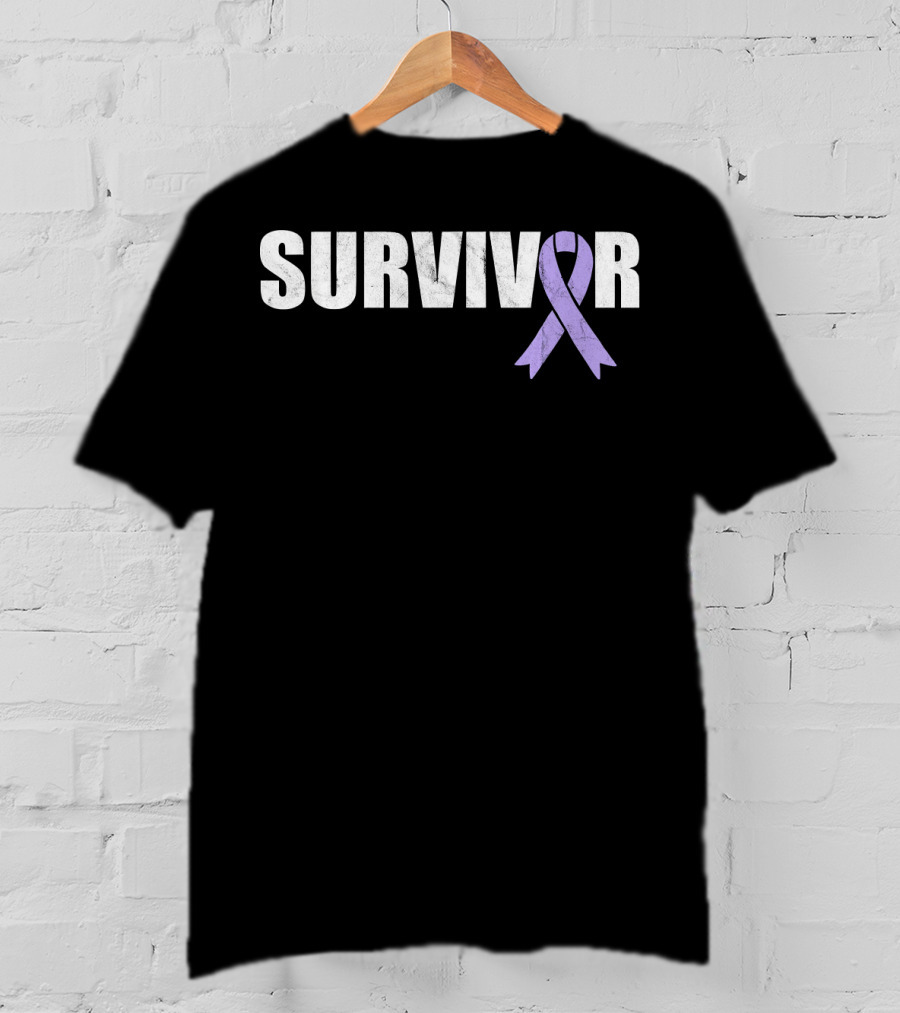 Survivor Purple Ribbon Cancer Awareness T-Shirt