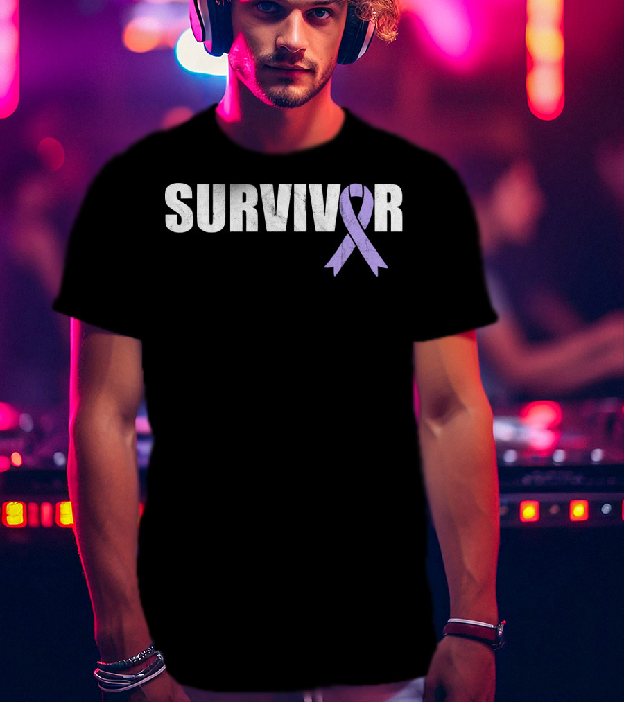 Survivor Purple Ribbon Cancer Awareness T-Shirt