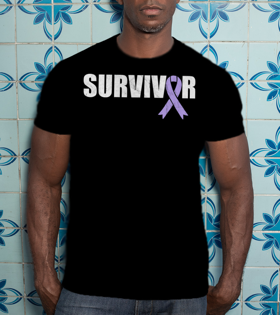 Survivor Purple Ribbon Cancer Awareness T-Shirt