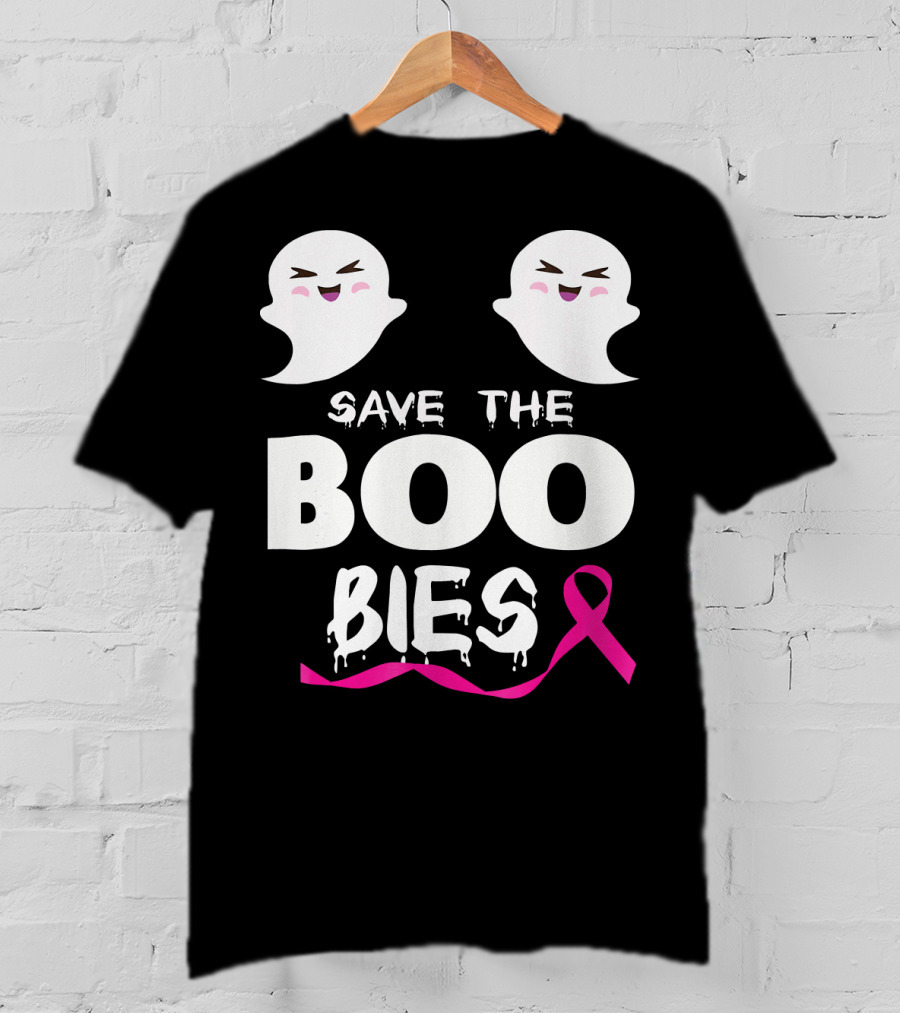 Save The BOO Bies Ghosts Pink Ribbon Breast Cancer Support T-Shirt