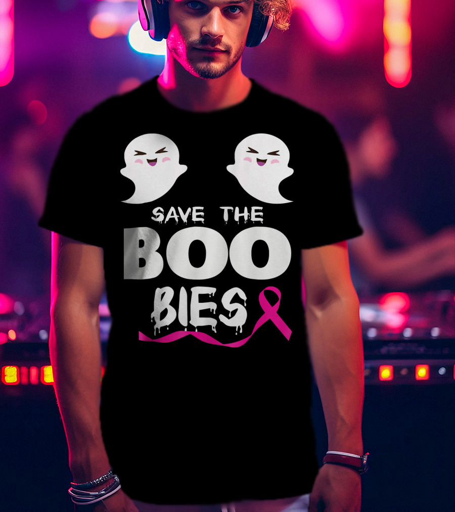 Save The BOO Bies Ghosts Pink Ribbon Breast Cancer Support T-Shirt