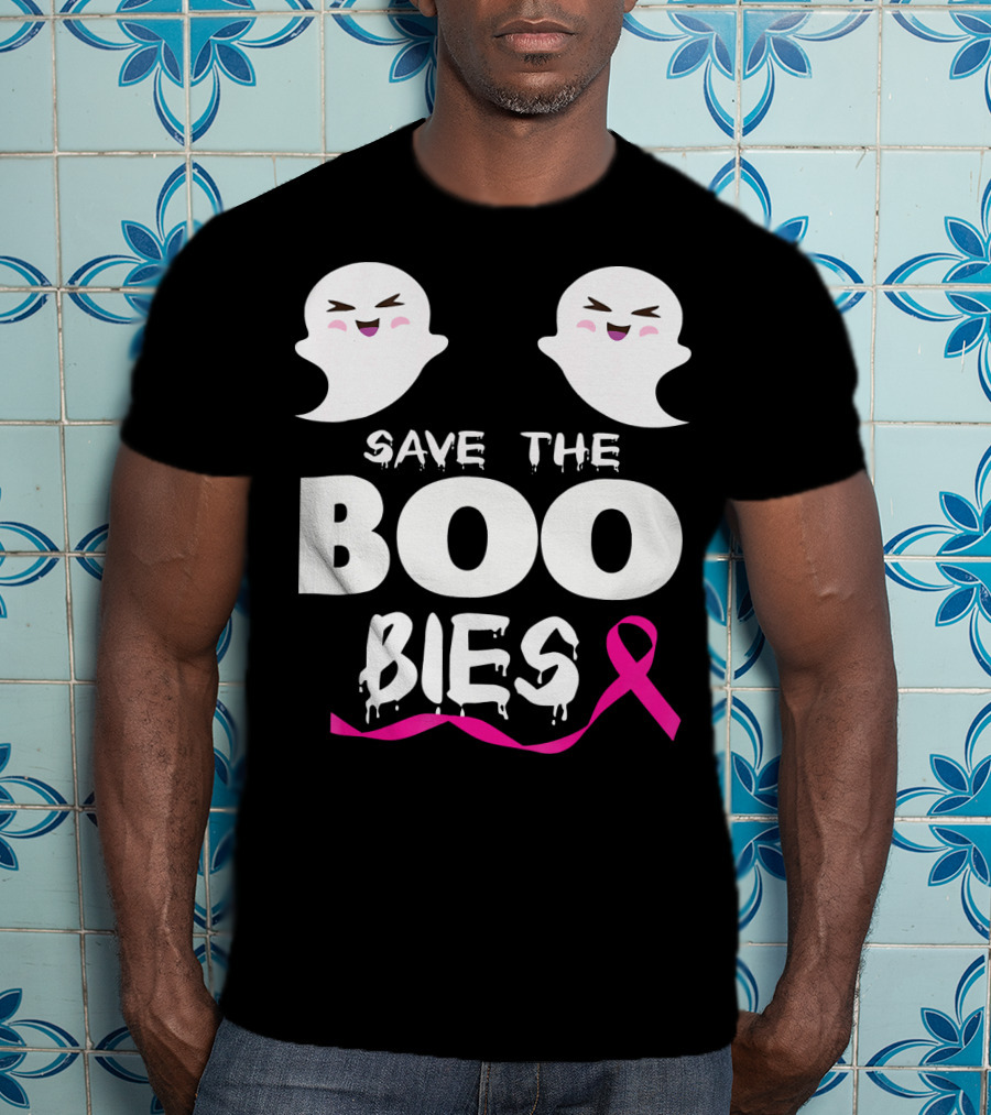 Save The BOO Bies Ghosts Pink Ribbon Breast Cancer Support T-Shirt