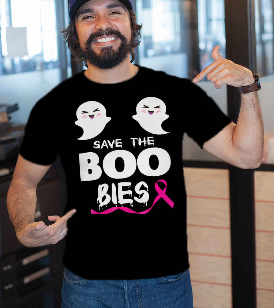 Save The BOO Bies Ghosts Pink Ribbon Breast Cancer Support T-Shirt