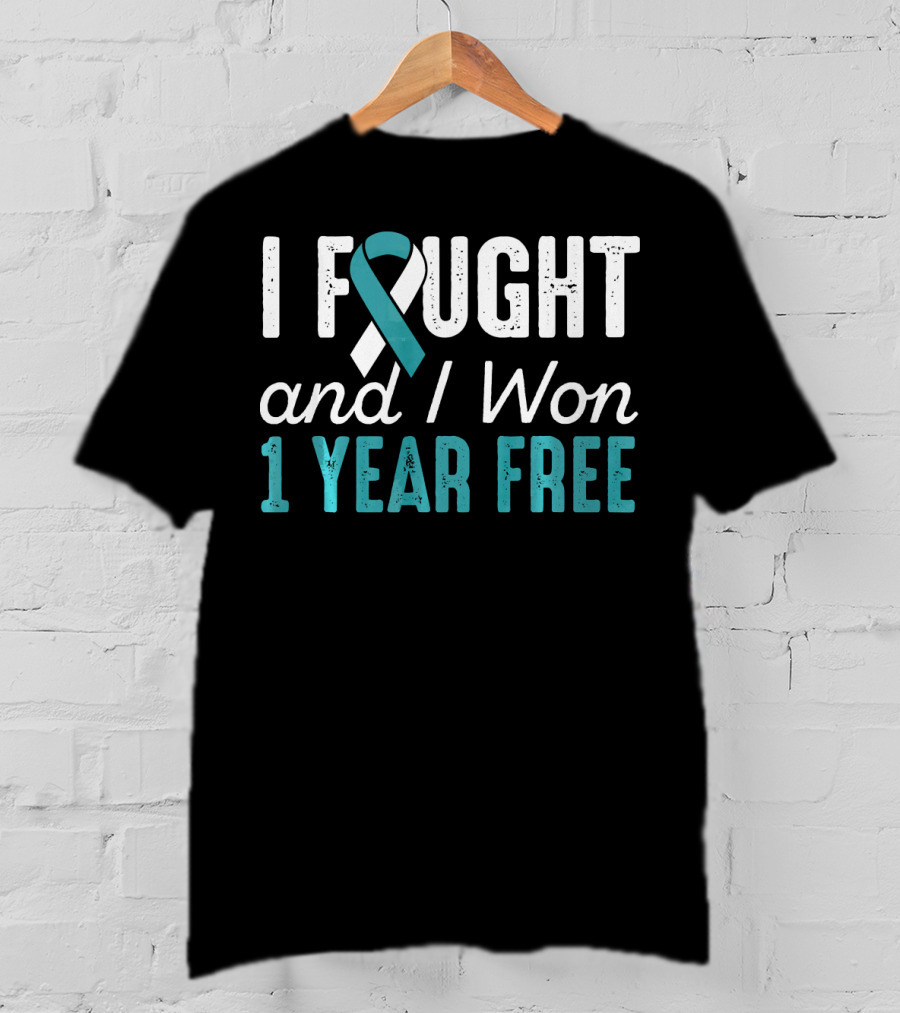 I Fought And I Won 1 Year Free Cervical Cancerversary T-Shirt
