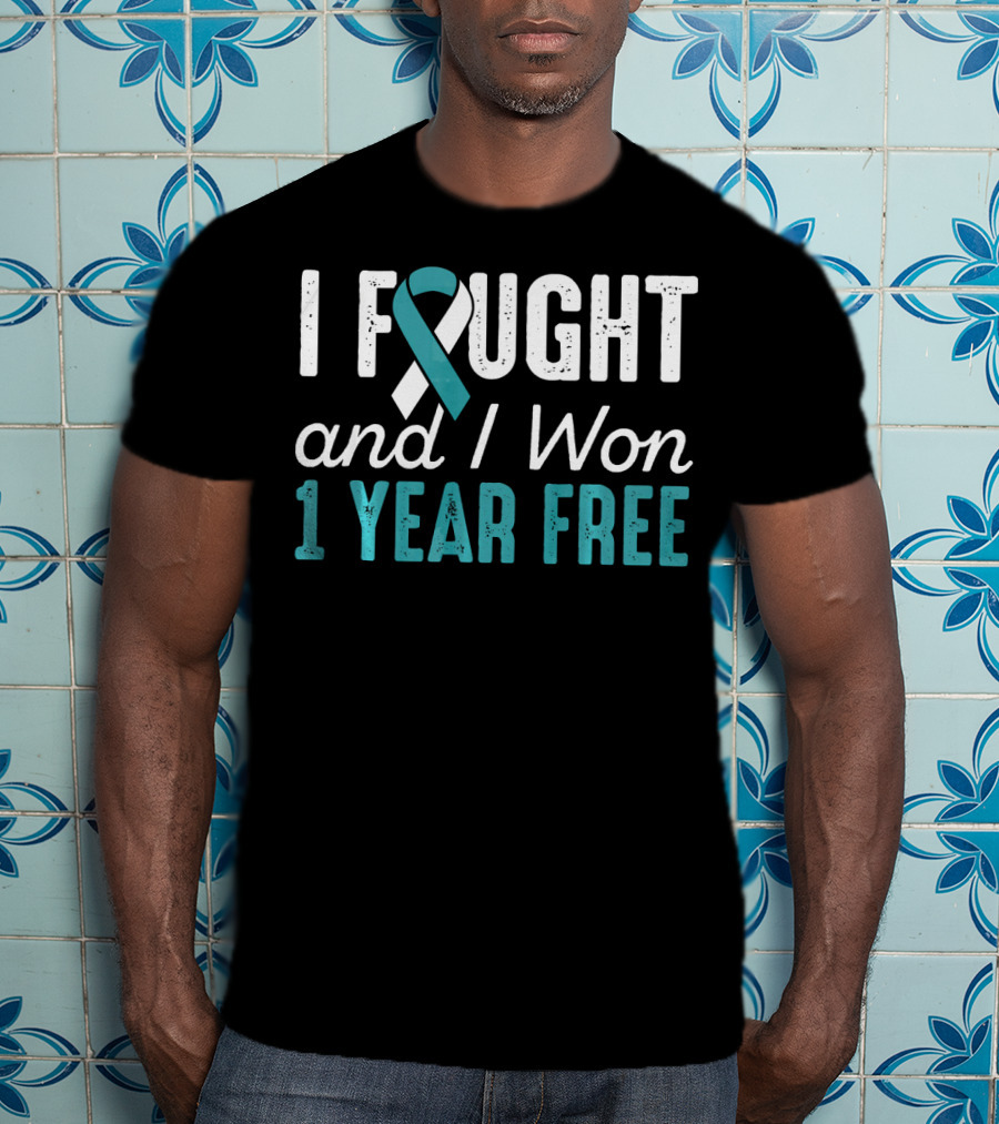 I Fought And I Won 1 Year Free Cervical Cancerversary T-Shirt