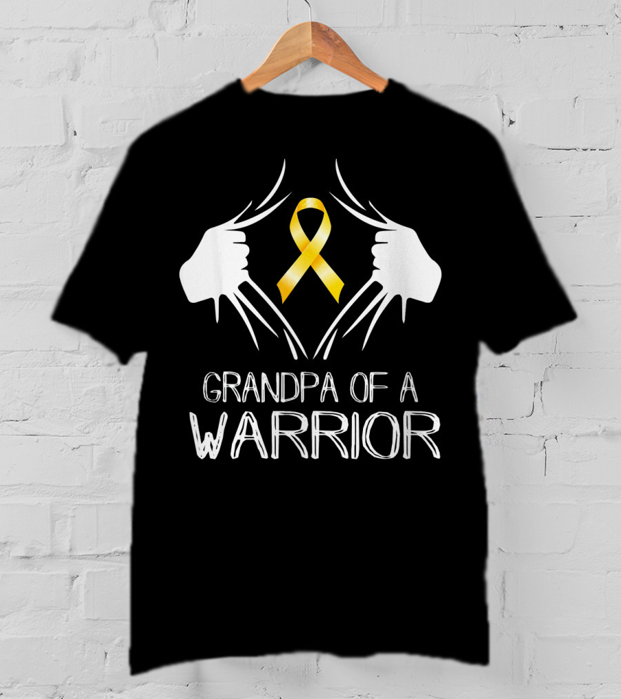 Grandpa Of A Warrior Childhood Cancer Gold T-Shirt