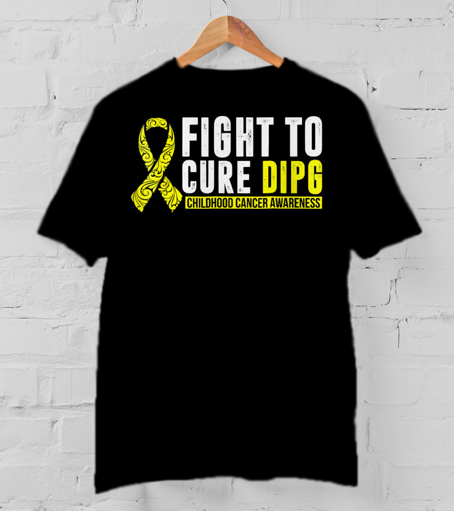 Fight To Cure DIPG Childhood Cancer Awareness Yellow T-Shirt