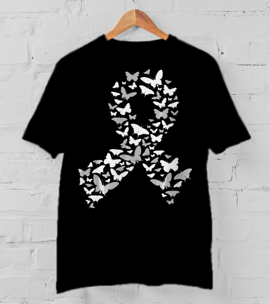 Brain Cancer Awareness Butterfly Ribbon T-Shirt