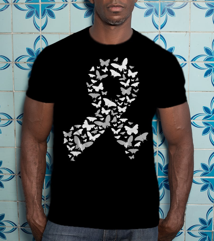 Brain Cancer Awareness Butterfly Ribbon T-Shirt