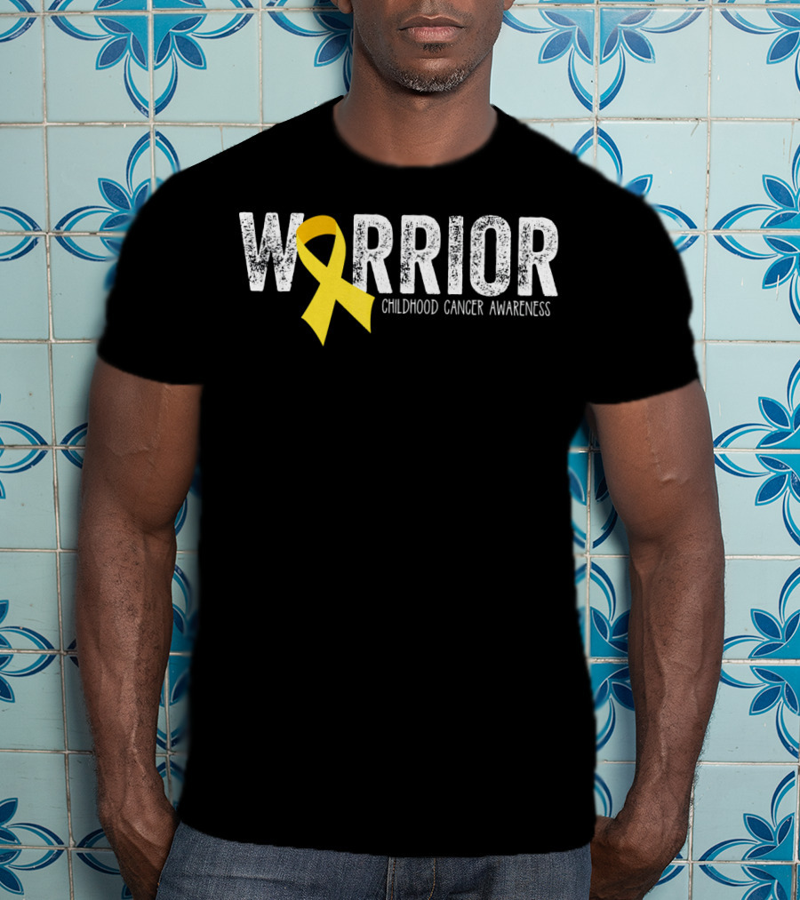 Warrior Yellow Ribbon Childhood Cancer Awareness T-Shirt