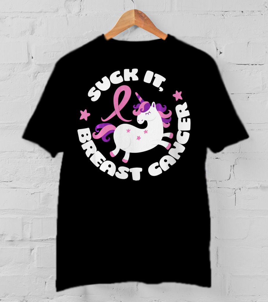 Suck It Breast Cancer Unicorn Pink T-Shirt