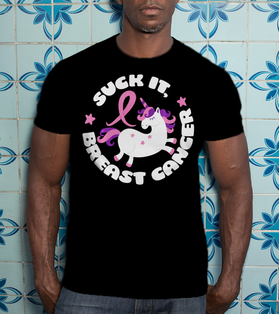Suck It Breast Cancer Unicorn Pink T-Shirt