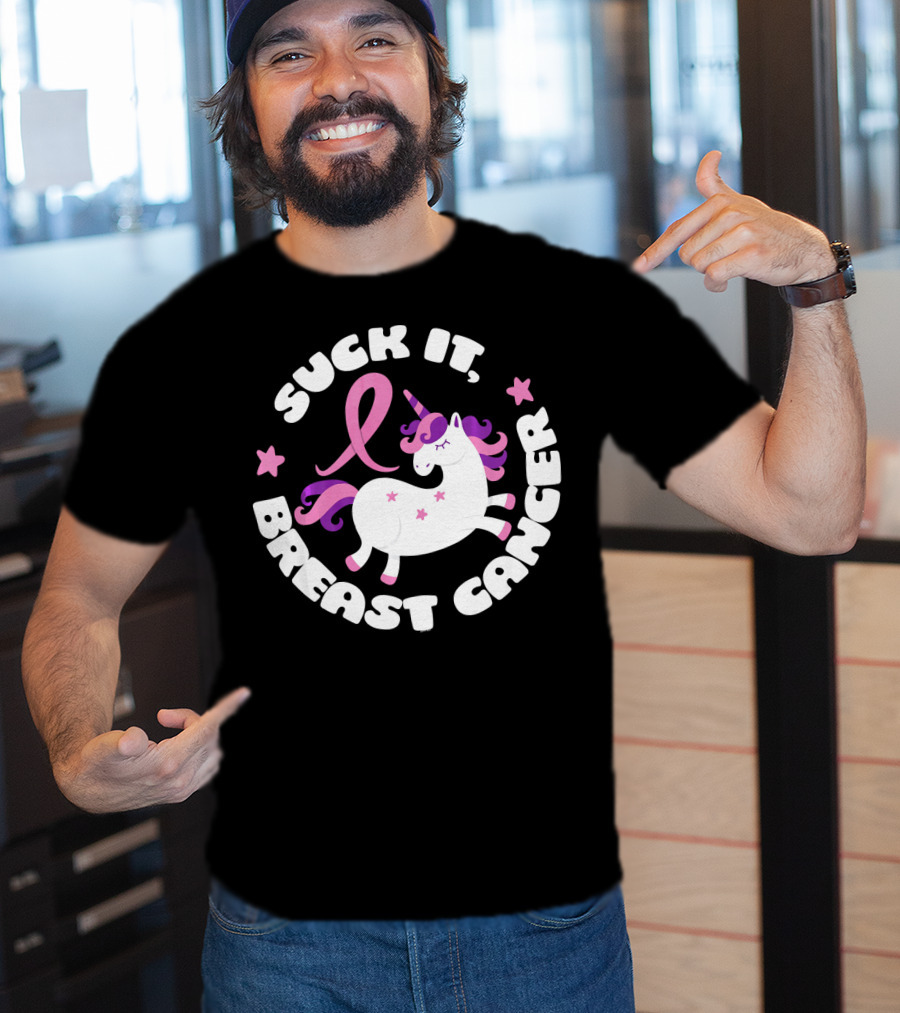 Suck It Breast Cancer Unicorn Pink T-Shirt