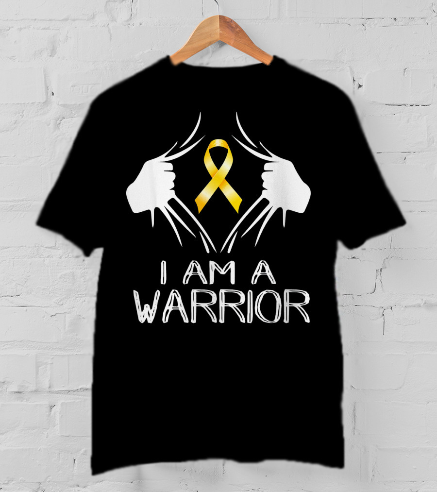 I Am A Warrior Childhood Cancer Awareness Yellow T-Shirt