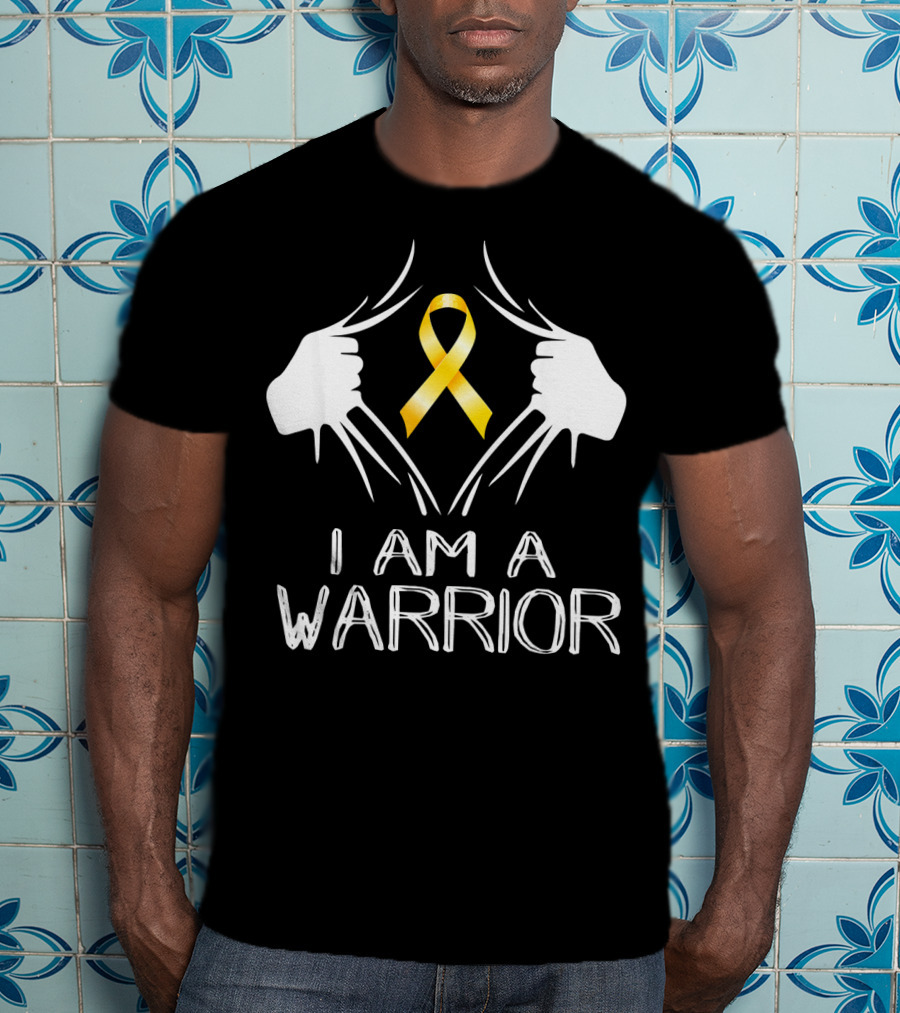 I Am A Warrior Childhood Cancer Awareness Yellow T-Shirt