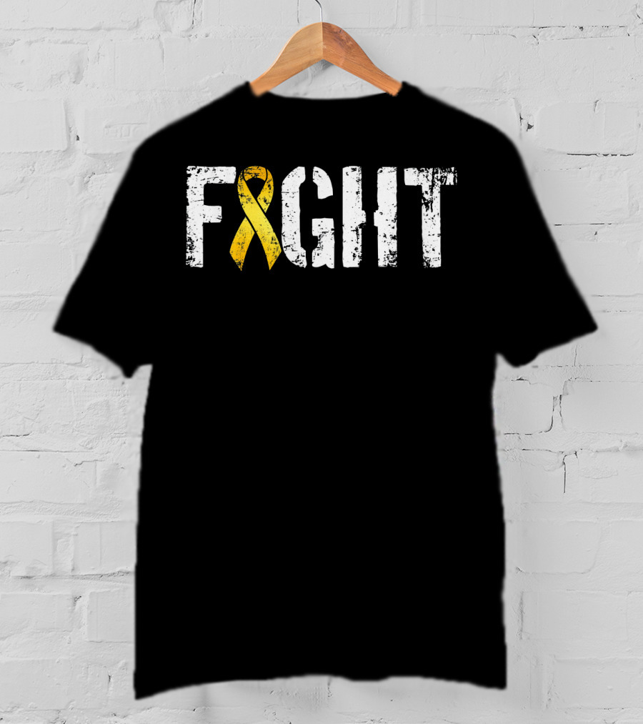 Fight Childhood Cancer Yellow Ribbon Military Style Go T-Shirt