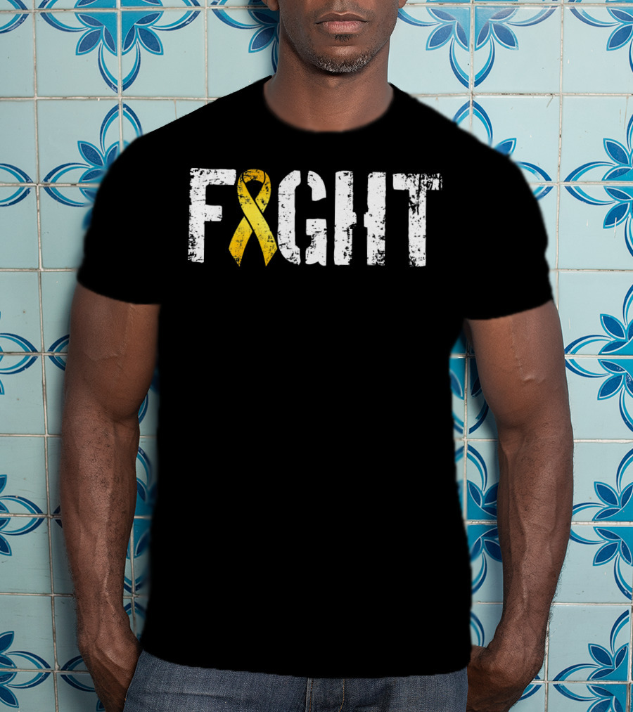 Fight Childhood Cancer Yellow Ribbon Military Style Go T-Shirt