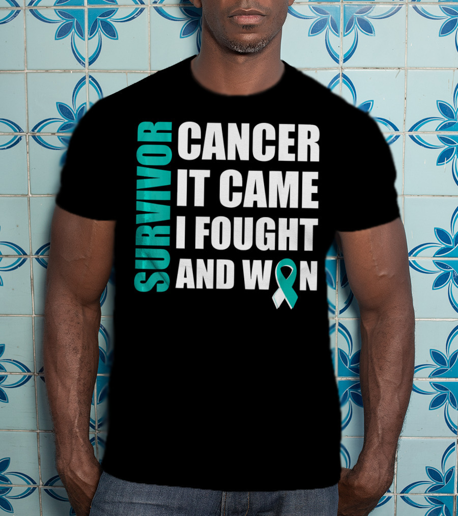 Survivor Cancer It Came I Fought And Won Cervical Cancer Awareness Fight Cancer T-Shirt